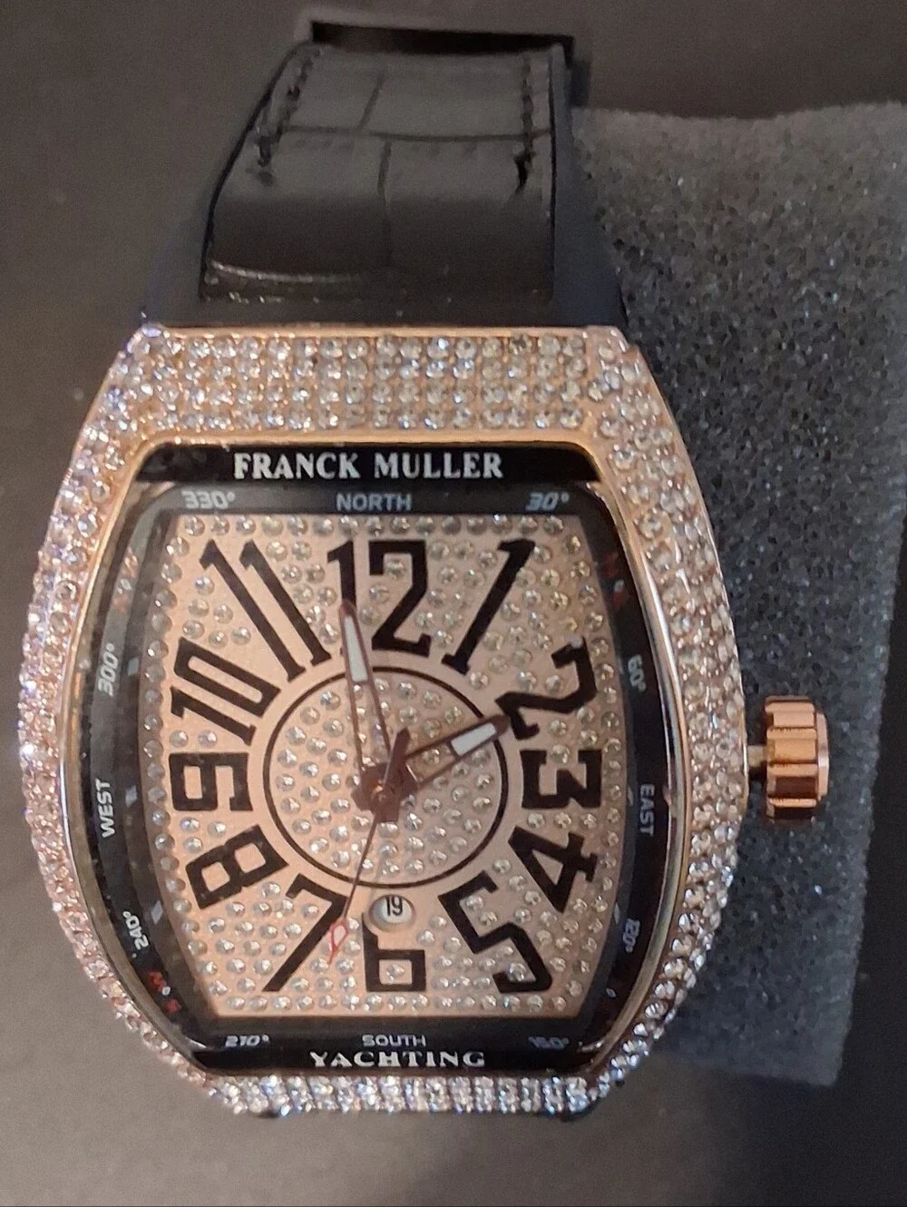 Rosetone  Crystal Yachting Quartz Watch New No Box Very Large Bling Watch